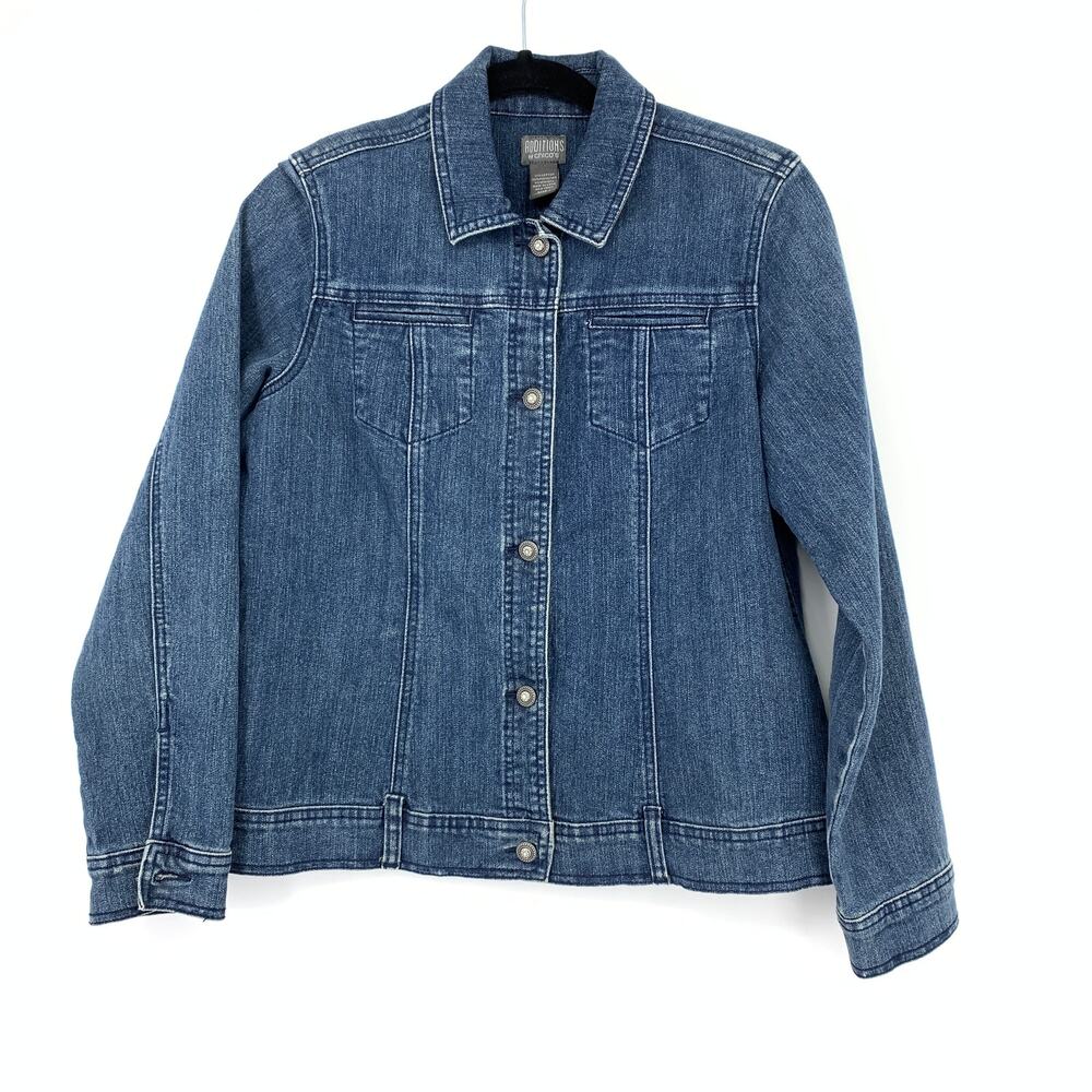 Additions By Chicos Denim Jacket Womens Size 1 US Medium